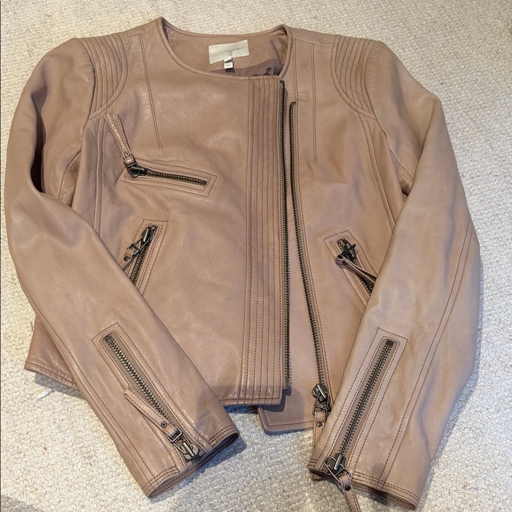 Joie Women's Taupe Leather Jacket Size Small